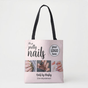 Oh So Pretty Nail Artist Pink Script Logo 3 Photo Tote Bag