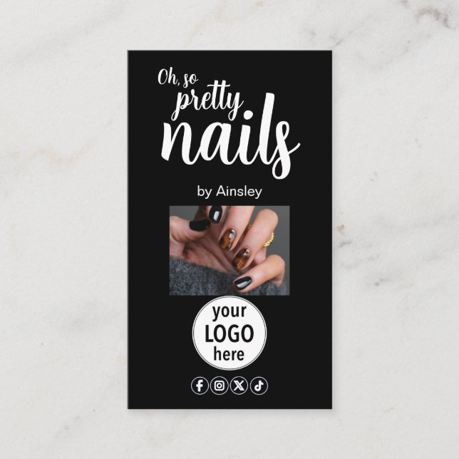 Oh So Pretty Nails Logo QR Code Social Business Card (Front)