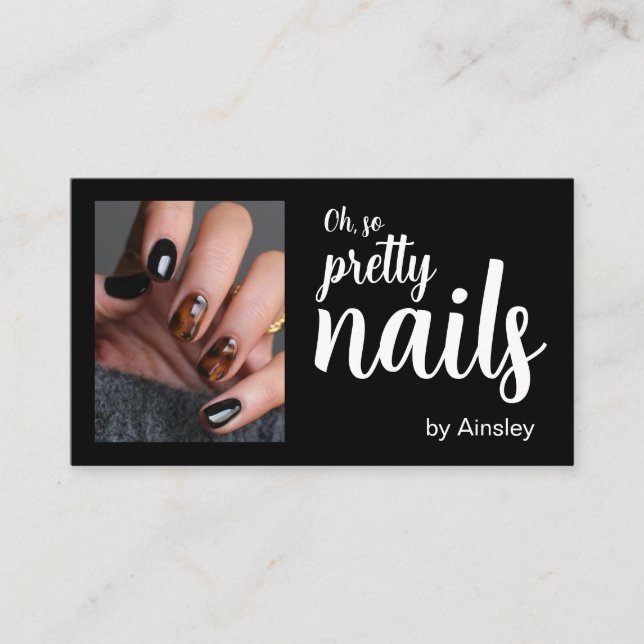 Oh So Pretty Nails Photo QR Code Social Icons Business Card (Front)