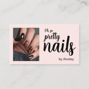 Oh So Pretty Nails Pink Photo QR Code Social Icon  Business Card