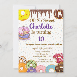 Oh So Sweet Donut Party Invitation