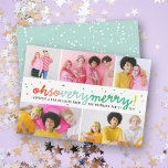 Oh So Very Merry Colorful Confetti 5 Photo Collage Holiday Card<br><div class="desc">Colorful Oh So Very Merry Fun Script With Confetti Dots Modern Holiday Photo Collage Greetings. Modern holiday or christmas photo card featuring multi photos in a simple layout with front and back design. Designed by fat*fa*tin. Easy to customize with your own text, photo or image. For custom requests, please contact...</div>