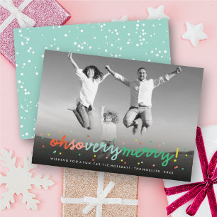 Oh So Very Merry Colorful Confetti Dots Fun Photo Holiday Card