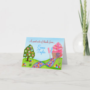 Oh Sweet Candy  Cupcake Land Thank You Note Cards