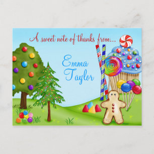 Oh Sweet Candy Land Cupcakes and Lollipops Postcard