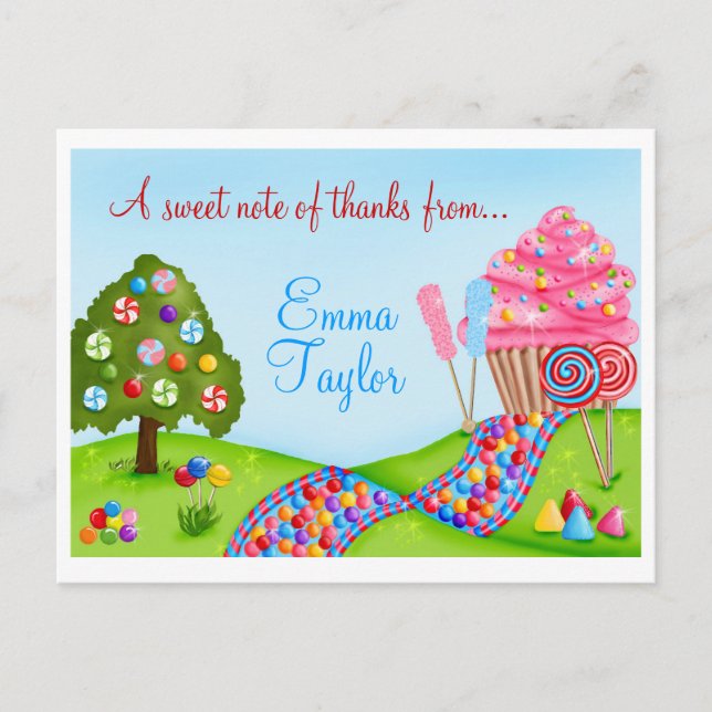 Oh Sweet Candy Land Cupcakes and Lollipops Postcard (Front)