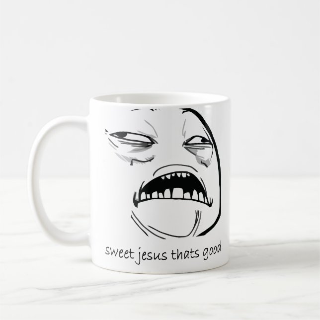 Oh Sweet Jesus Thats Good Rage Face Meme Coffee Mug (Left)