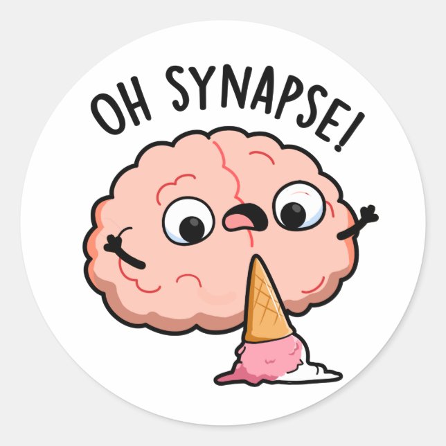 Oh Synapse Funny Brain Pun  Classic Round Sticker (Front)