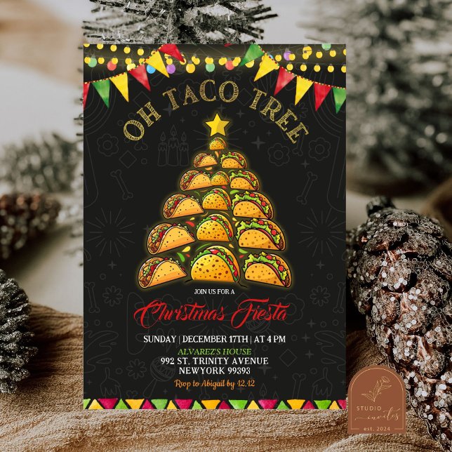 Oh Taco Tree Christmas Fiesta Mexican Party Invitation (Creator Uploaded)