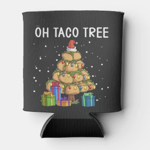 Oh Taco Tree Funny Mexican Food Ugly Christmas Can Cooler