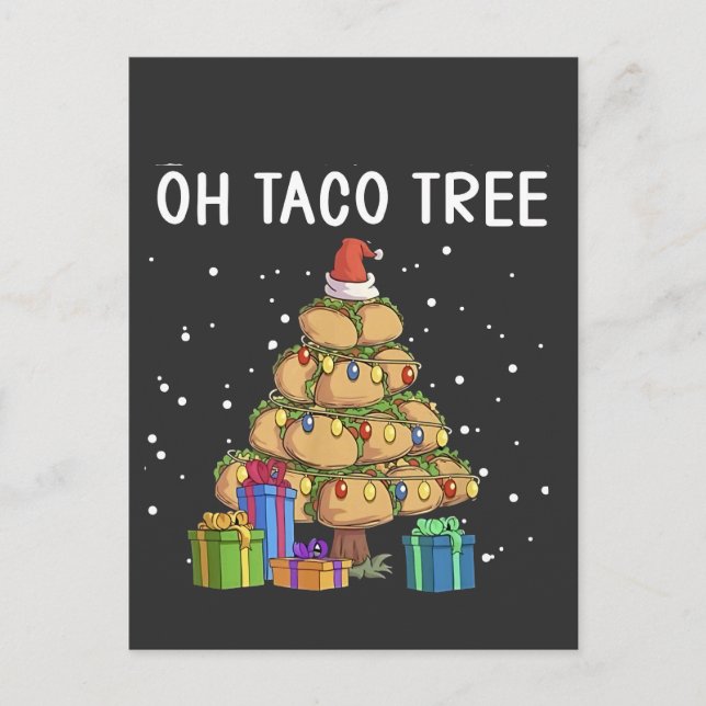 Oh Taco Tree Funny Mexican Food Ugly Christmas  Invitation Postcard (Front)