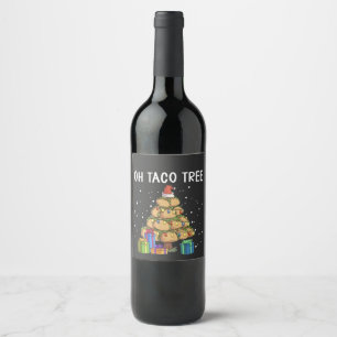 Oh Taco Tree Funny Mexican Food Ugly Christmas Wine Label