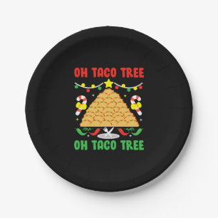 Oh Taco Tree Mexican Food Taco Lover Christmas Paper Plate