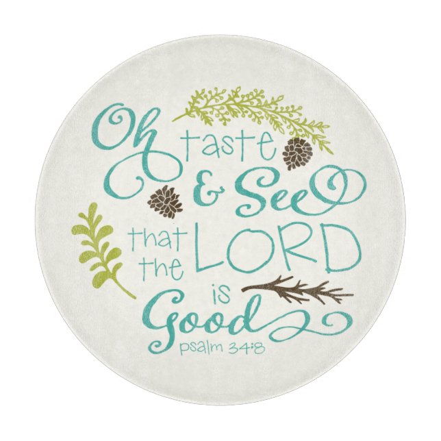 Oh Taste and See Holiday Glass Cutting Board (Front)