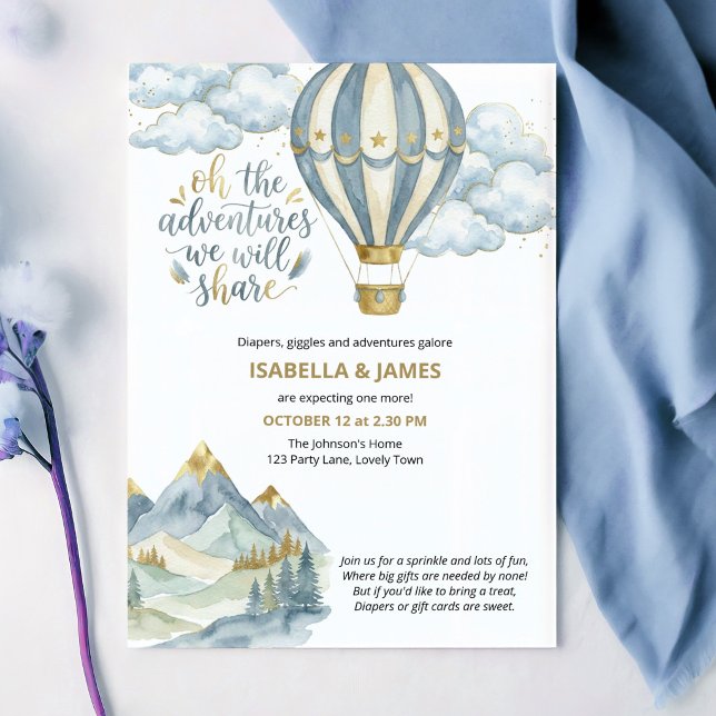 Oh The Adventures We Will Share Baby Sprinkle Invitation (Adventure baby sprinkle invitation by Darling & May)