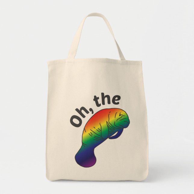 Oh the Hue Manatee Grocery Tote Bag (Front)