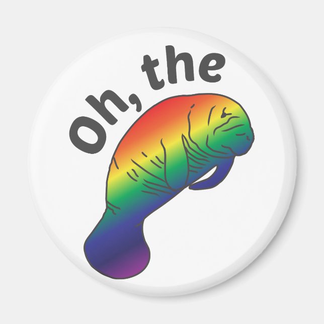 Oh the Hue Manatee Round Magnet (Front)