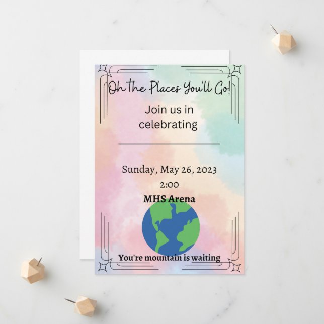 Oh the Place You'll Go Graduation Invitation (Front/Back In Situ)