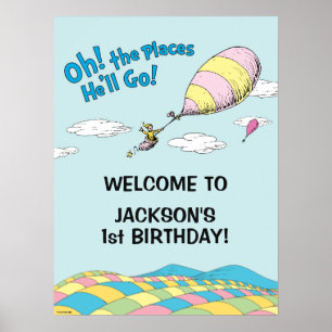 Oh, The Places He'll Go! - First Birthday Boy Poster