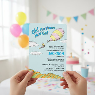 Oh, The Places He'll Go! - First Birthday Invitation
