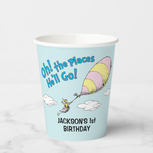 Oh, The Places he'll Go! - First Birthday Paper Cups