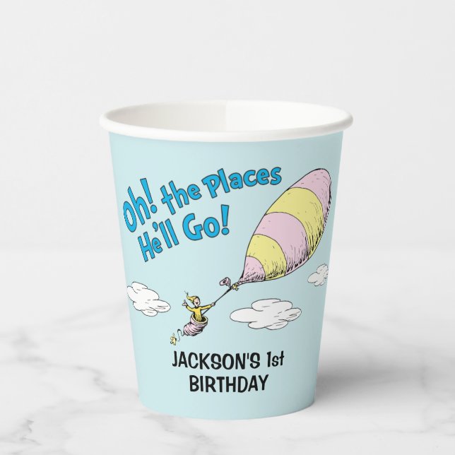 Oh, The Places he'll Go! - First Birthday Paper Cups (Left)