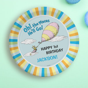 Oh, The Places He'll Go! - First Birthday Paper Plate
