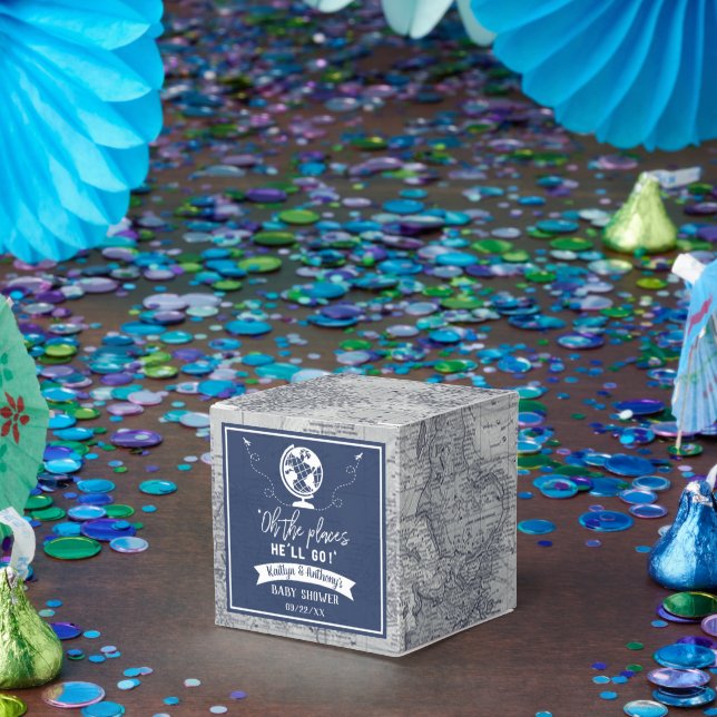 "Oh The Places He'll Go!" Travel Map Baby Shower Favour Box (Party)