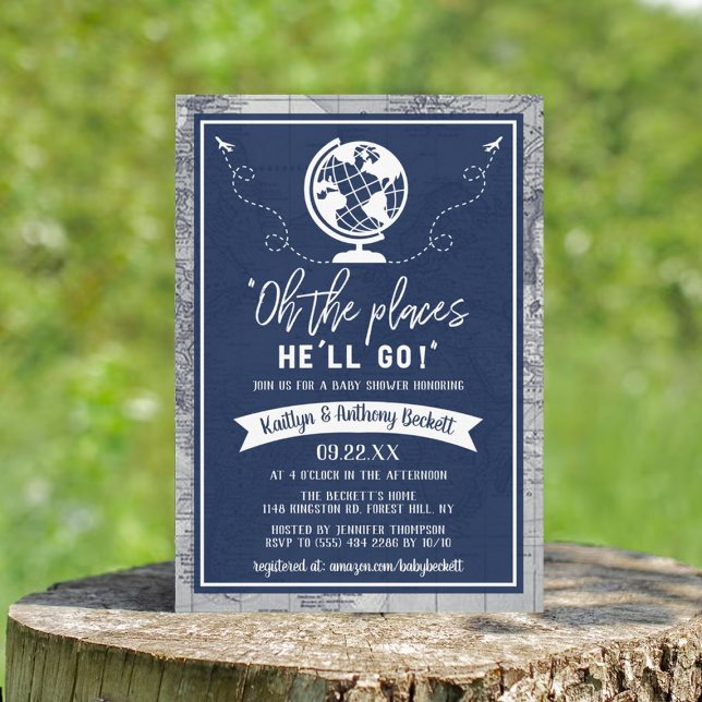"Oh The Places He'll Go!" Travel Map Baby Shower Invitation (Creator Uploaded)