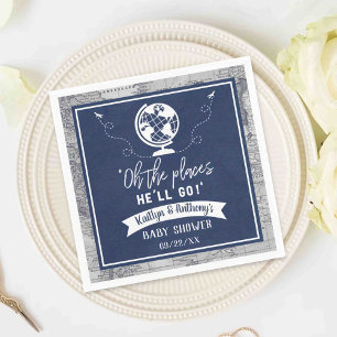 "Oh The Places He'll Go!" Travel Map Baby Shower Napkin