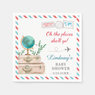 Oh the Places She'll Go Adventure Girl Baby Shower Napkin
