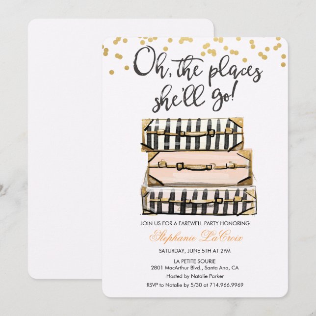 Oh The Places She'll Go Farewell Invitation (Front/Back)