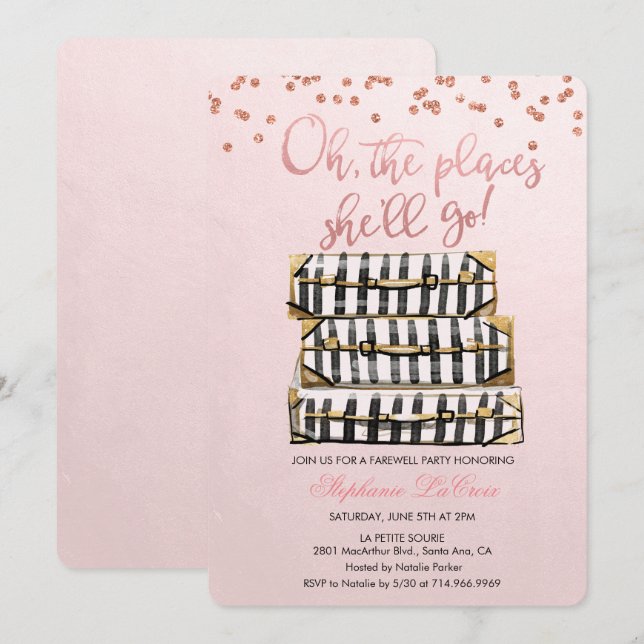Oh the Places She'll Go Farewell Invitation (Front/Back)