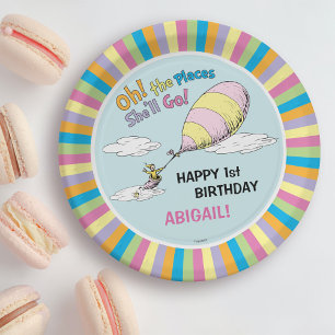 Oh, The Places She'll Go! - First Birthday Paper Plate