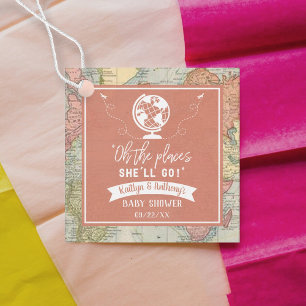 "Oh The Places She'll Go!" Travel Map Baby Shower Favour Tags