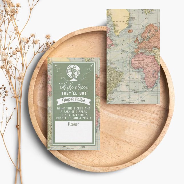 "Oh The Places They'll Go!" Travel Map Baby Shower Enclosure Card (Creator Uploaded)