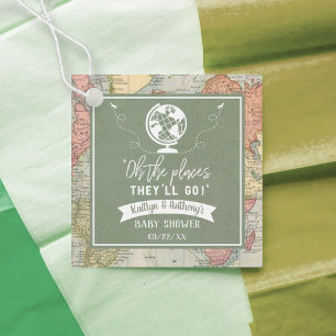 "Oh The Places They'll Go!" Travel Map Baby Shower Favour Tags