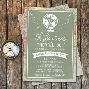 "Oh The Places They'll Go!" Travel Map Baby Shower Invitation