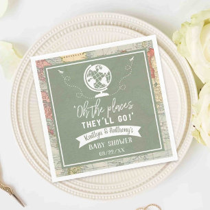 "Oh The Places They'll Go!" Travel Map Baby Shower Napkin