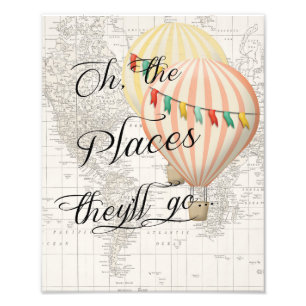 Oh the Places They'll Go Twin Baby Shower Photo Print