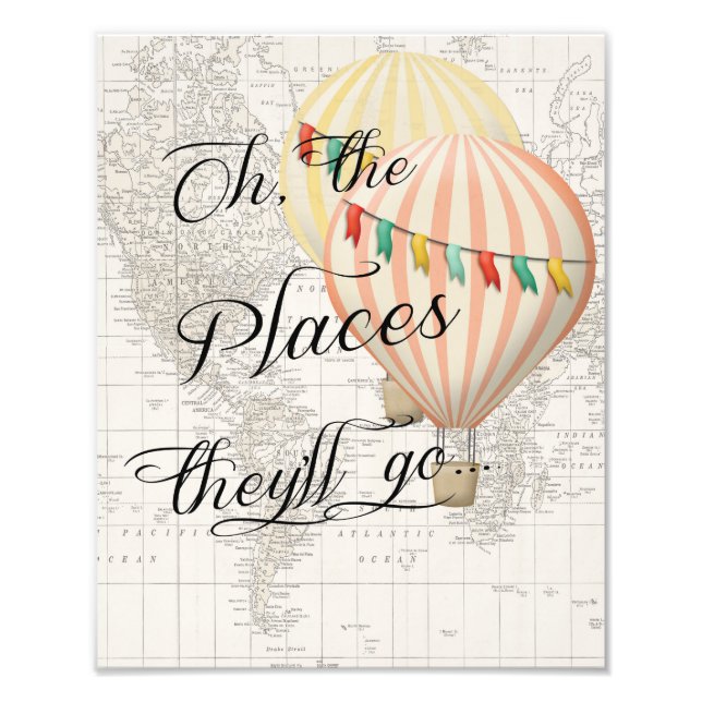 Oh the Places They'll Go Twin Baby Shower Photo Print (Front)