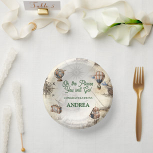 Oh The Places You Will Go Travel Baby Shower Paper Plate