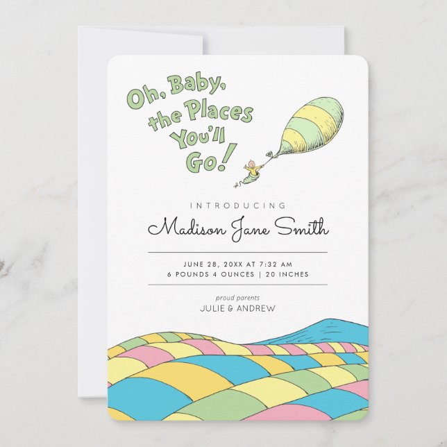 Oh, the Places You'll Go Baby Birth Announcement (Front)
