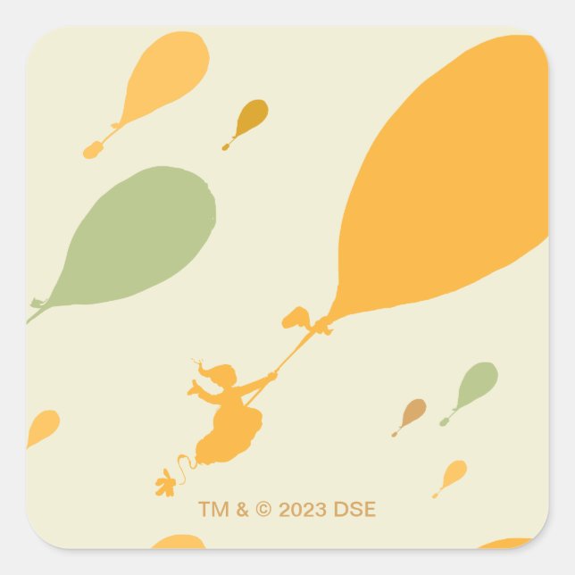 Oh, The Places You'll Go! Balloon Outline Pattern Square Sticker (Front)