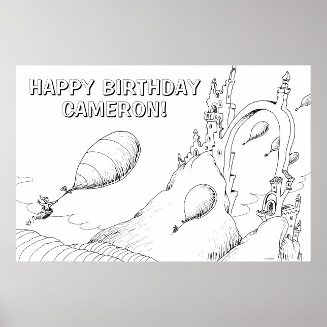 Oh, The Places You'll Go! - Birthday Colouring Poster (Front)