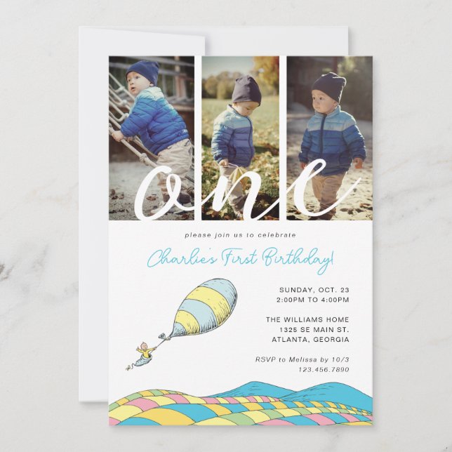 Oh! the Places You'll Go! | Boy 1st Birthday Photo Invitation (Front)