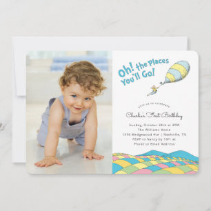 Oh! the Places You'll Go!   Boy Birthday - Photo Invitation