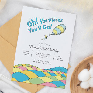 Oh! the Places You'll Go! Boy First Birthday Invitation