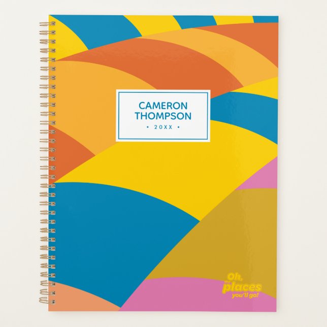 Oh, The Places You'll Go! Colourful Balloon Stripe Planner (Front)