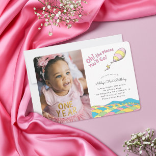 Oh! the Places You'll Go!   Girl Birthday - Photo Invitation